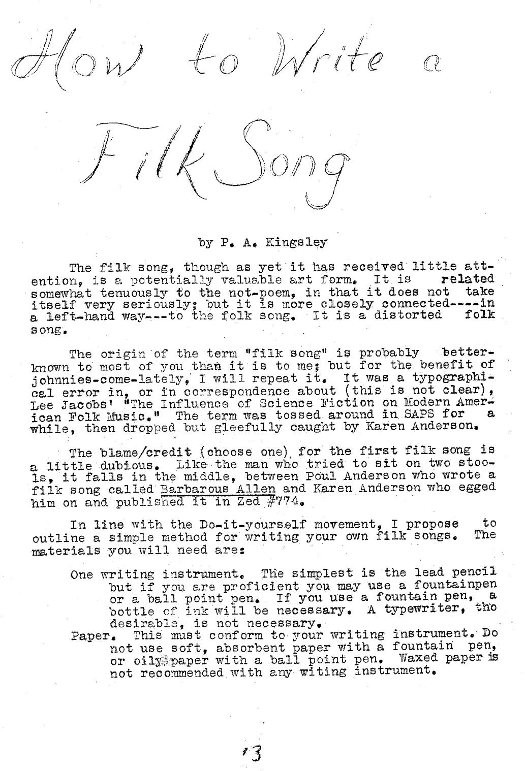 An early document about filk songs.